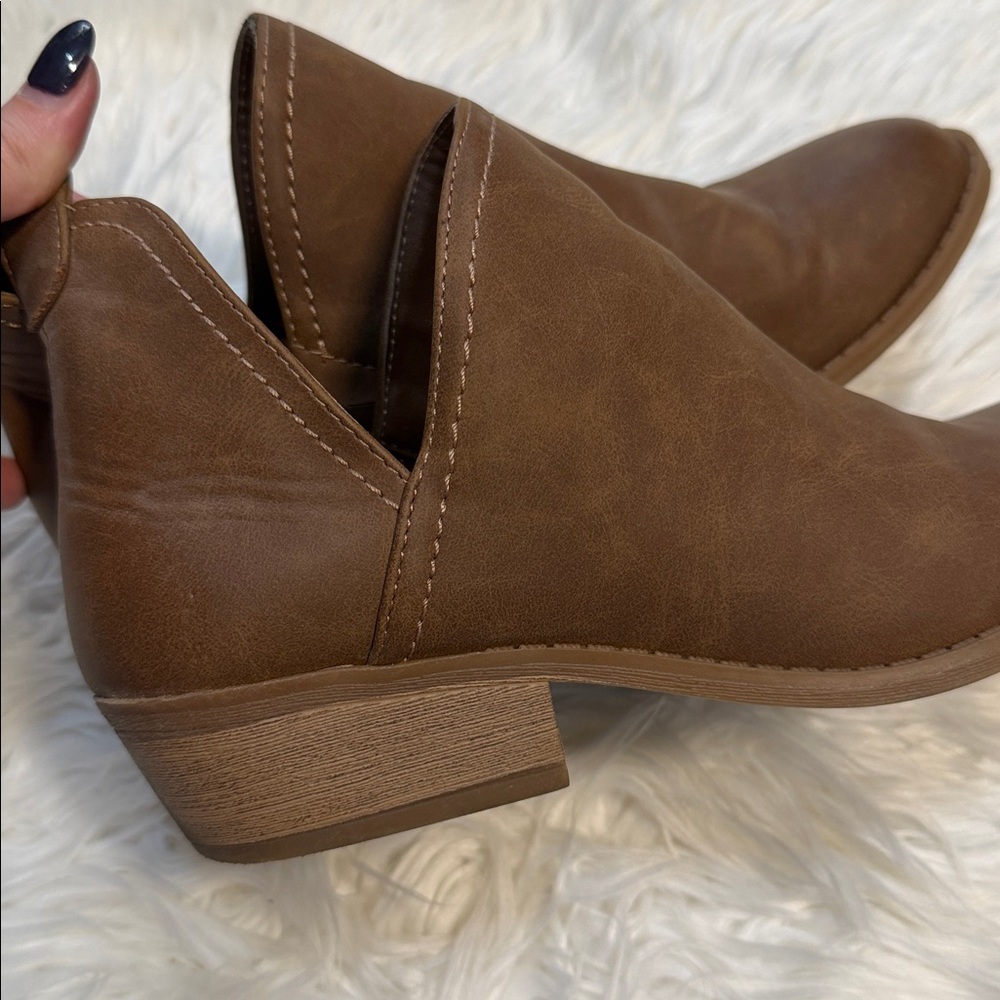 Faux Leather Brown Ankle Boots - Picture 4 of 5
